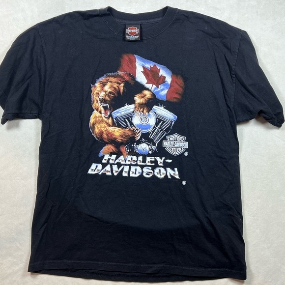 Harley Davidson Vintage Made in Canada Steve Drane 1996/2001 Insane Print Shirt - Picture 1 of 11